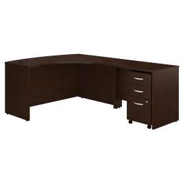 Bush Series C Right Handed L Shaped Desk with Mobile File Cabinet, Mocha Cherry/Mocha Cherry