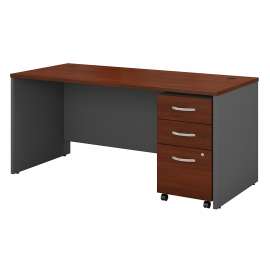 Bush Series C 66W x 30D Office Desk with Mobile File Cabinet, Hansen Cherry