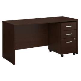 Bush Series C 60W x 24D Office Desk with Mobile File Cabinet, Mocha Cherry/Mocha Cherry