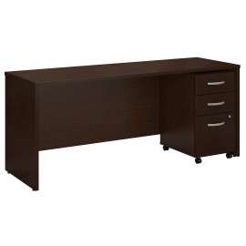 Bush Series C 72W x 24D Office Desk with Mobile File Cabinet, Mocha Cherry/Mocha Cherry