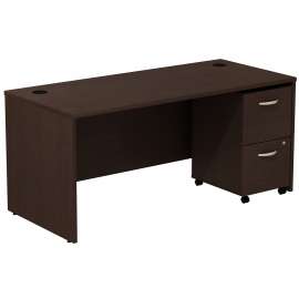 Bush Series C Desk with 2 Drawer Mobile Pedestal, Mocha Cherry/Mocha Cherry
