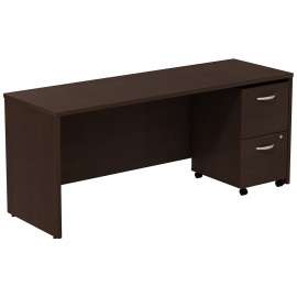 Bush Series C Desk Credenza with 2 Drawer Mobile Pedestal, Mocha Cherry/Mocha Cherry