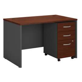 Bush Series C 48W x 30D Office Desk with Mobile File Cabinet, Hansen Cherry/Hansen Cherry