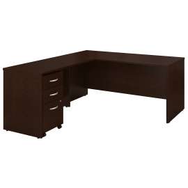 Bush Series C 66W L Shaped Desk with 48W Return and Mobile File Cabinet, Mocha Cherry/Mocha Cherry