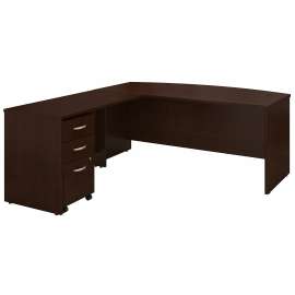 Bush Series C 72W Bow Front L Shaped Desk with 48W Return and Mobile File Cabinet, Mocha Cherry/Mocha Cherry