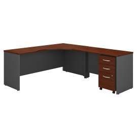 Bush Series C 72W Right Handed Corner Desk with 48W Return and Mobile File Cabinet, Hansen Cherry/Graphite Gray