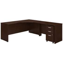 Bush Series C 72W Right Handed Corner Desk with 48W Return and Mobile File Cabinet, Mocha Cherry/Mocha Cherry