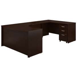 Bush Series C 60W Right Handed Bow Front U Shaped Desk with Mobile File Cabinet, Mocha Cherry/Mocha Cherry
