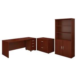 Bush Business Furniture Series C 72W Office Desk with Bookcase and File Cabinets, Mahogany/Mahogany
