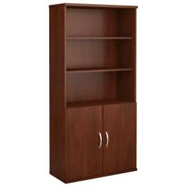 Bush Series C 36W 5 Shelf Bookcase with Doors, Hansen Cherry/Graphite Gray