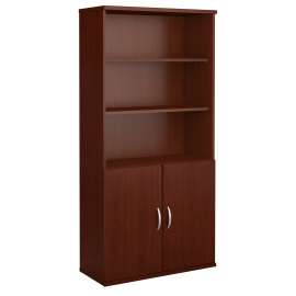 Bush Series C 36W 5 Shelf Bookcase with Doors, Mahogany/Mahogany