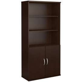 Bush Series C 36W 5 Shelf Bookcase with Doors, Mocha Cherry/Mocha Cherry