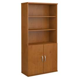 Bush Series C 36W 5 Shelf Bookcase with Doors, Natural Cherry/Graphite Gray