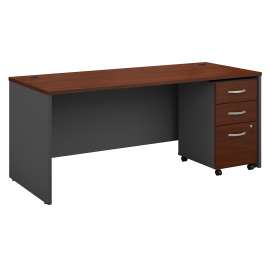 Bush Series C 72W x 30D Office Desk with Mobile File Cabinet, Hansen Cherry/Graphite Gray