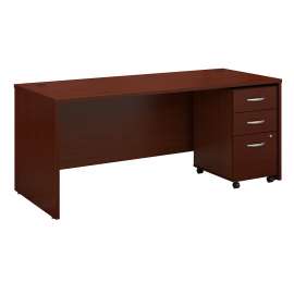Bush Series C 72W x 30D Office Desk with Mobile File Cabinet, Mahogany/Mahogany