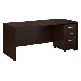Bush Series C 72W x 30D Office Desk with Mobile File Cabinet, Mocha Cherry/Mocha Cherry
