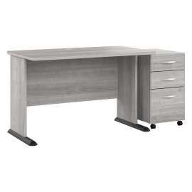 Bush Studio A 48W Computer Desk with 3 Drawer Mobile File Cabinet, Platinum Gray/Platinum Gray