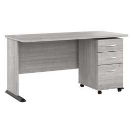 Bush Studio A 60W Computer Desk with 3 Drawer Mobile File Cabinet, Platinum Gray/Platinum Gray
