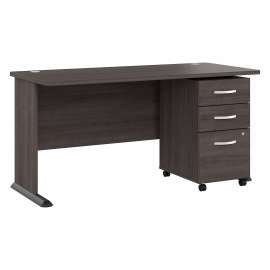 Bush Studio A 60W Computer Desk with 3 Drawer Mobile File Cabinet, Storm Gray/Storm Gray