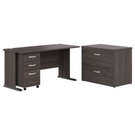 Bush Business Furniture Studio A 60W Computer Desk with Mobile and Lateral File Cabinets, Storm Gray/Storm Gray
