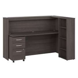 Bush Studio C 72W Cubicle Desk with Shelves and Mobile File Cabinet, Storm Gray/Storm Gray