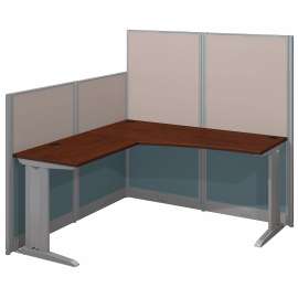 Bush Office in an Hour 65W x 65D L Shaped Cubicle Workstation with Storage, Hansen Cherry