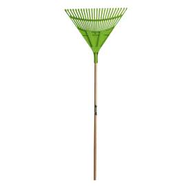 24" Plastic Head Reinforced Tines Leaf Rake with Wood Handle 14G