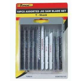 Chrome Vanadium Steel T-Shank Assorted Jig Saw Blade Set, 10 Pieces