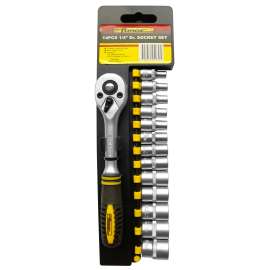 1/4" Chrome Vanadium Steel Drive Socket Set, 14 Pieces