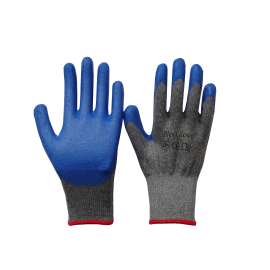 Large Gray Cotton String Knit Work Gloves with Blue Latex Dipped Palm, 144 Pairs/Case