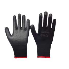 Large Black Cotton String Knit Work Gloves with Black Latex Dipped Palm, 144 Pairs/Case
