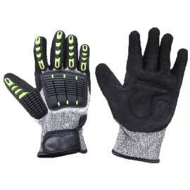 Black & Green Heavy Duty Biker Gloves, 12 Pairs/Box