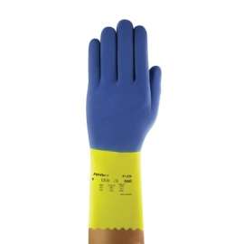 Chemi-Pro Unsupported Neoprene Gloves, Yellow/Blue, Size 8