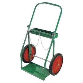 Low-Rail Frame Dual-Cylinder Cart, 26 in OD W x 42 in H, 14 in dia x 1.75 in W Solid Rubber (BB), Incl Safety Chain