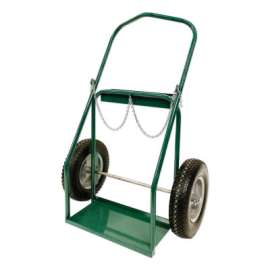 Low-Rail Frame Dual-Cylinder Cart, 32 in OD W x 46 in H, 16 in dia x 4 in W Solid Rubber (BB) Wheels, Incl Safety Chain