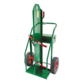 Cylinder Truck, 34 in W x 66 in H, 16 in Pneumatic Wheels, Holds 2 Cylinders