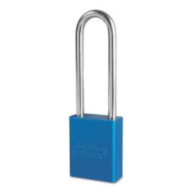 Solid Aluminum Padlocks, 1/4 in Diam., 3 in L X 3/4 in W, Blue