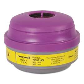Combination Gas and Vapor Cartridge, Yellow/Magenta, Chlorine/Hydrogen Chloride/Organic Vapors, P100 Filter
