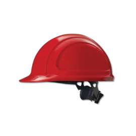 North Zone N10 Ratchet Hard Hat, 4 Point, Front Brim, Red