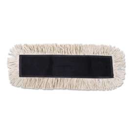 Disposable Dust Mop Head w/Sewn Center Fringe, Cotton/Synthetic, 36w x 5d, White