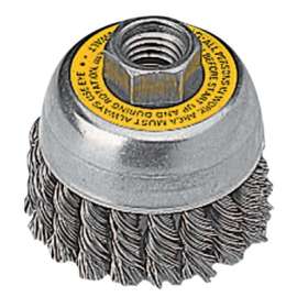 Cup Brush, Knotted, 3 in, 5/8 in to 11, 0.014 ga, 14,000 RPM