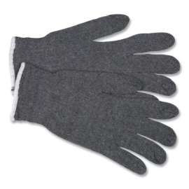 String Knit Gloves, Cotton/Polyester, Large, Gray/White