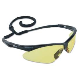 V30 Nemesis Safety Glasses, Amber, Polycarbonate Lens, Uncoated, Black Frame/Temples, Nylon