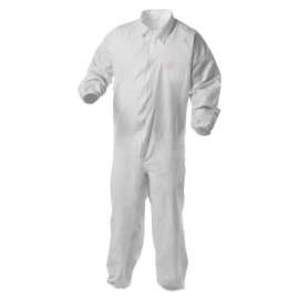 KLEENGUARD A35 Coveralls, White, 2X-Large, Elastic Wrists and Ankles, Zip Front