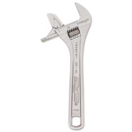 Adjustable Wrench, 6.38 in Long, 1.06 in Opening, Chrome