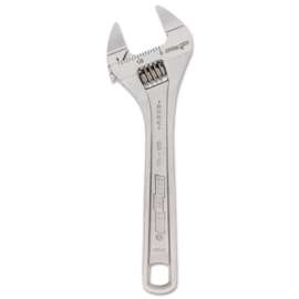 Adjustable Wrench, 6.38 in Long, 0.94 in Opening, Chrome