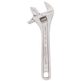Adjustable Wrench, 8.21 in Long, 1.34 in Opening, Chrome