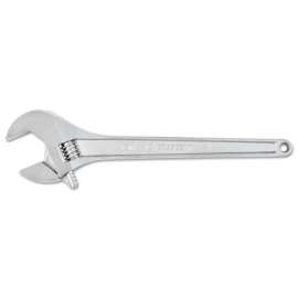 Adjustable Chrome Wrench, 18 in OAL, 2-1/16 in Opening, Chrome Plated, Tapered Handle