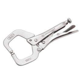 Locking C-Clamp with Swivel Pads, Locking Grip, 6 in Long