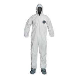 ProShield® 50 Hooded Coveralls w/Attached Boots and Elastic Wrists, White, 5XL